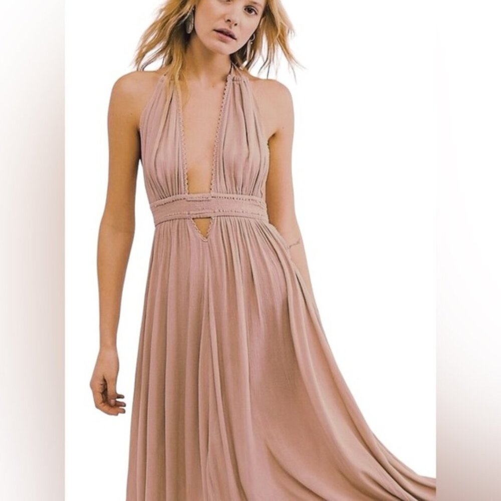 Free People Blush Halter Maxi Dress